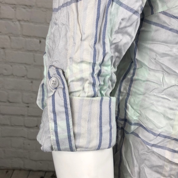 0X 1X 2X 3X Style & Co Mint Plaid Utility Shirt - Picture 5 of 6